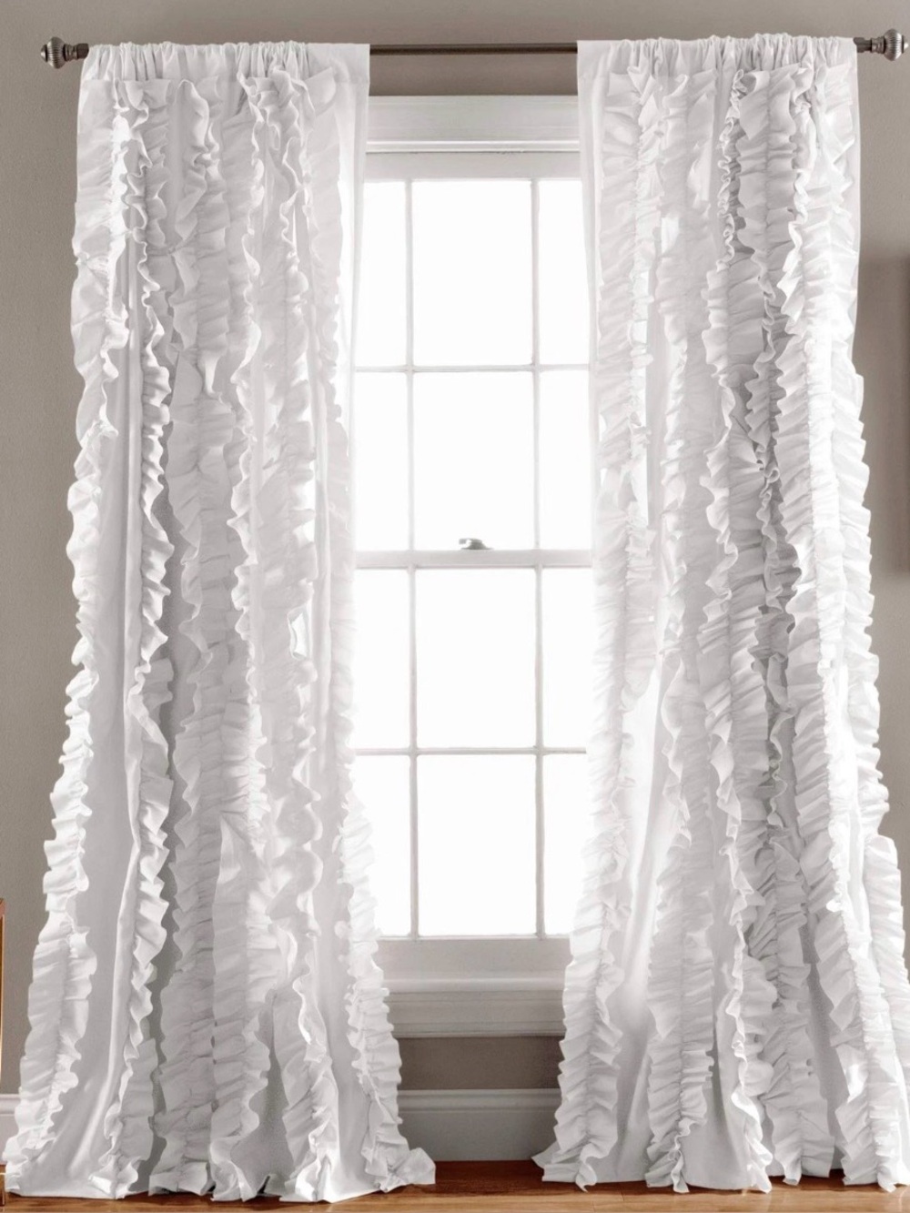 Set 2 Belle Light Filtering Window Curtain 54"W x 84"L White Fairy Boho Nursery